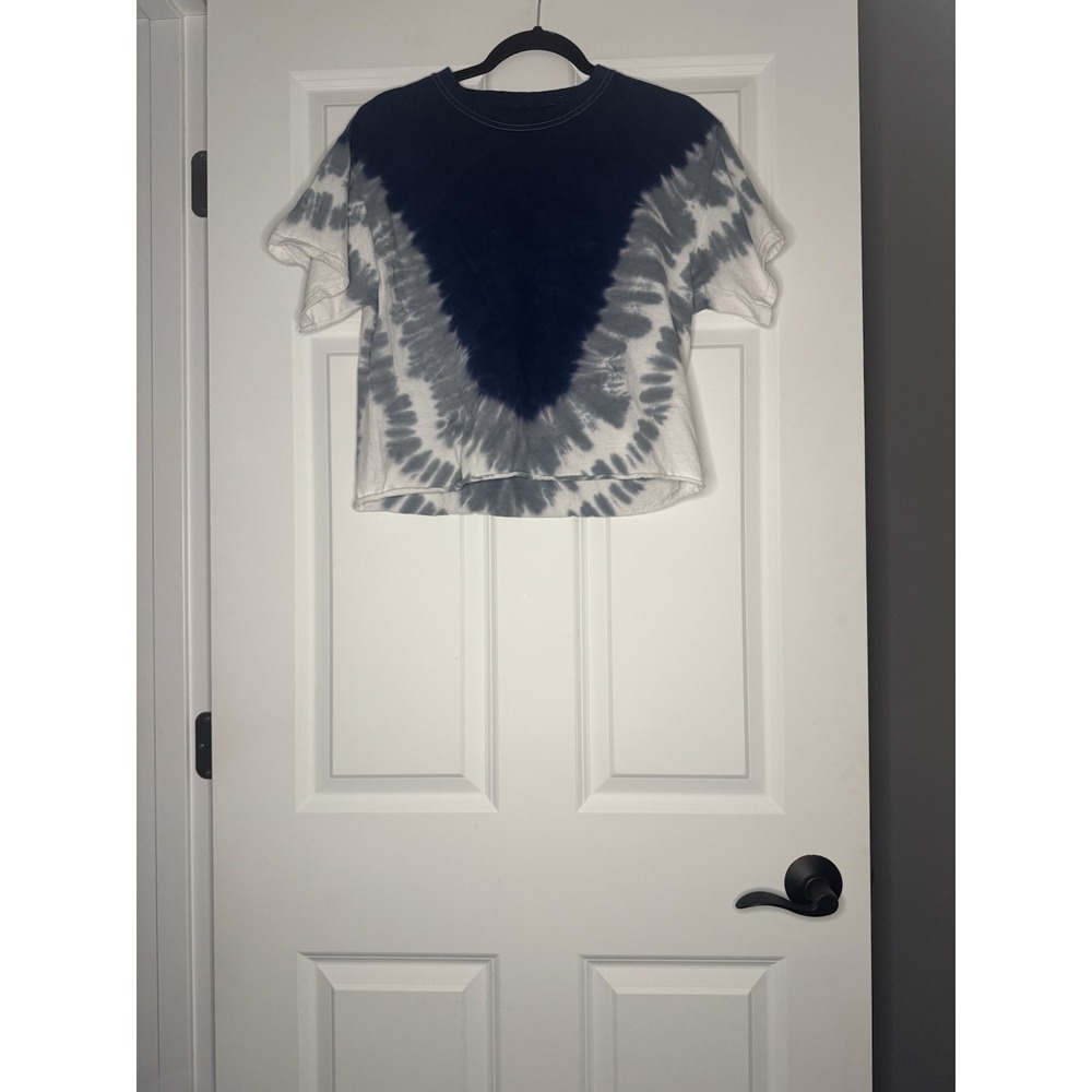 Antistar Tie Dye Cotton Raw Hem T Shirt Large Blue White